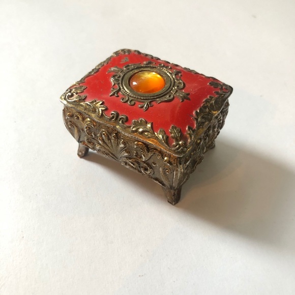 Antique Other - Antique Mini Red Brass Dresser Box